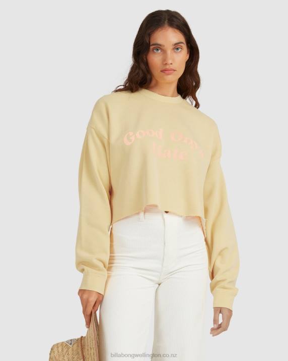 Women Sunburst Billabong Hey Gday Cropped Crewneck Sweatshirt 80P82283