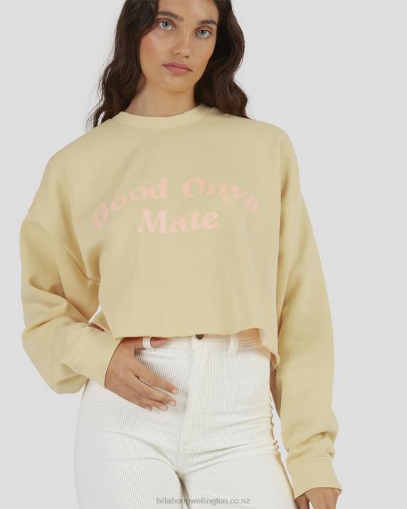 Women Sunburst Billabong Hey Gday Cropped Crewneck Sweatshirt 80P82283