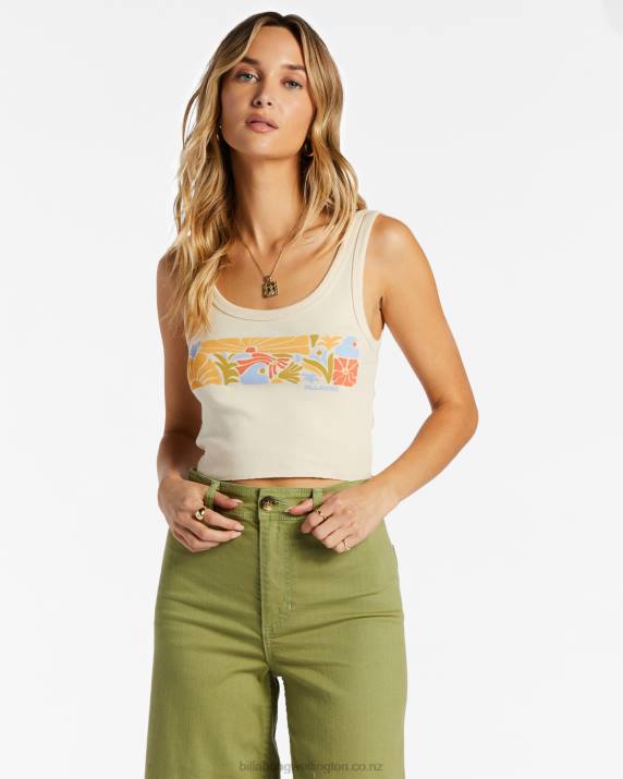 Women Antique White Billabong Let Love Grow T-Shirt 80P82056