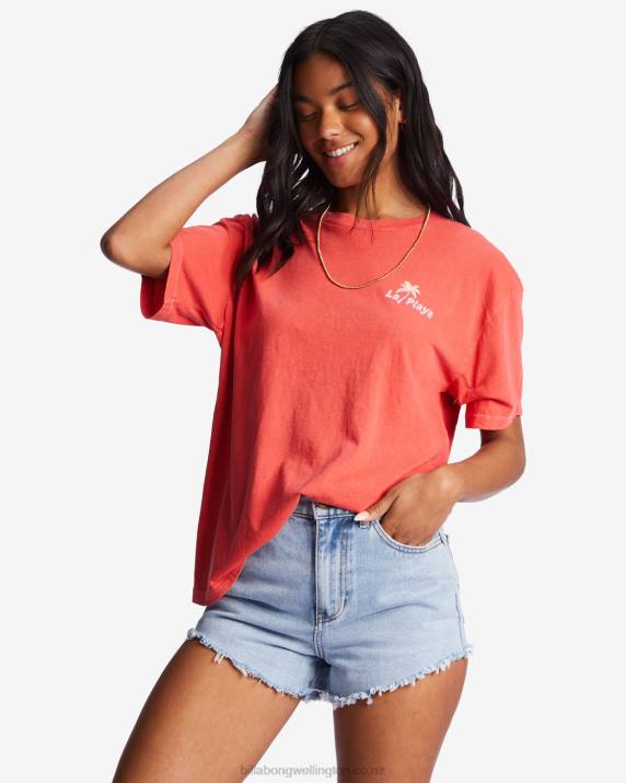 Women Bright Poppy Billabong La Playa Oversized T-Shirt 80P81944