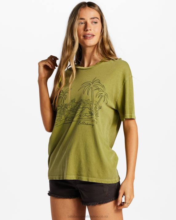 Women Green Eyes Billabong City Of Palms T-Shirt 80P82042