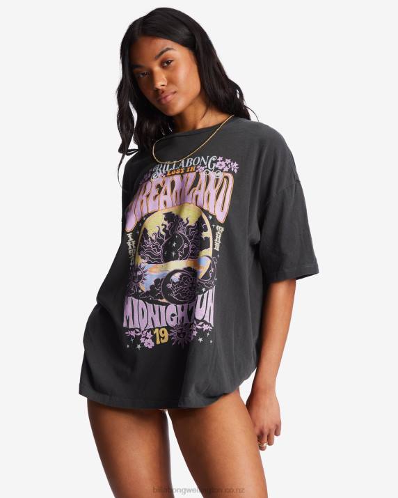 Women Off Black Billabong Dreamland Oversized T-Shirt 80P81939