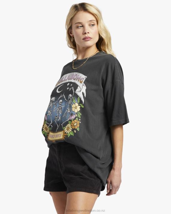 Women Off Black Billabong Midnight Dancer Oversized T-Shirt 80P81832
