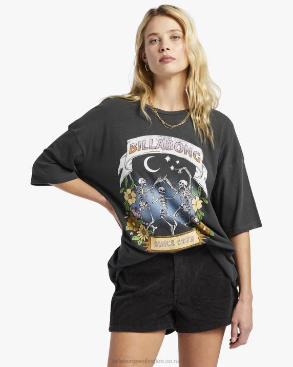 Women Off Black Billabong Midnight Dancer Oversized T-Shirt 80P81832