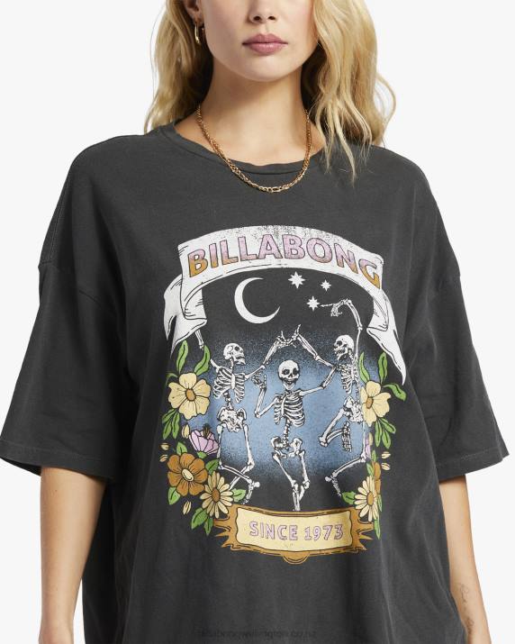Women Off Black Billabong Midnight Dancer Oversized T-Shirt 80P81832