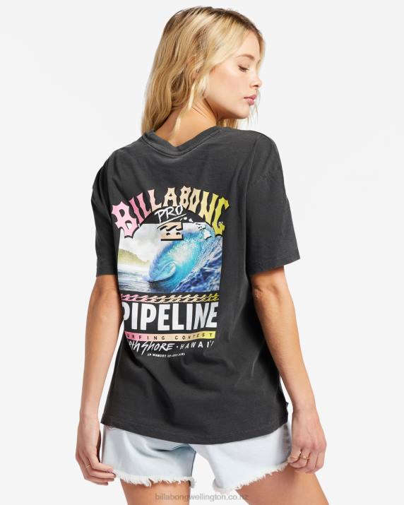 Women Off Black Billabong Pro Pipeline Poster Oversized T-Shirt 80P82015