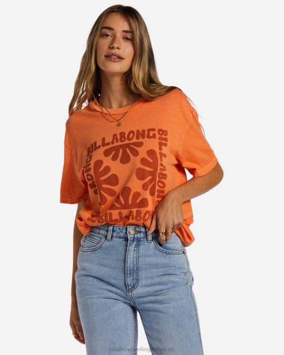 Women Orange Kiss Billabong Moon Child T-Shirt 80P82021