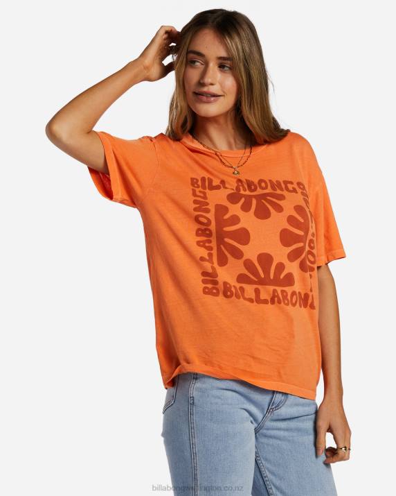 Women Orange Kiss Billabong Moon Child T-Shirt 80P82021