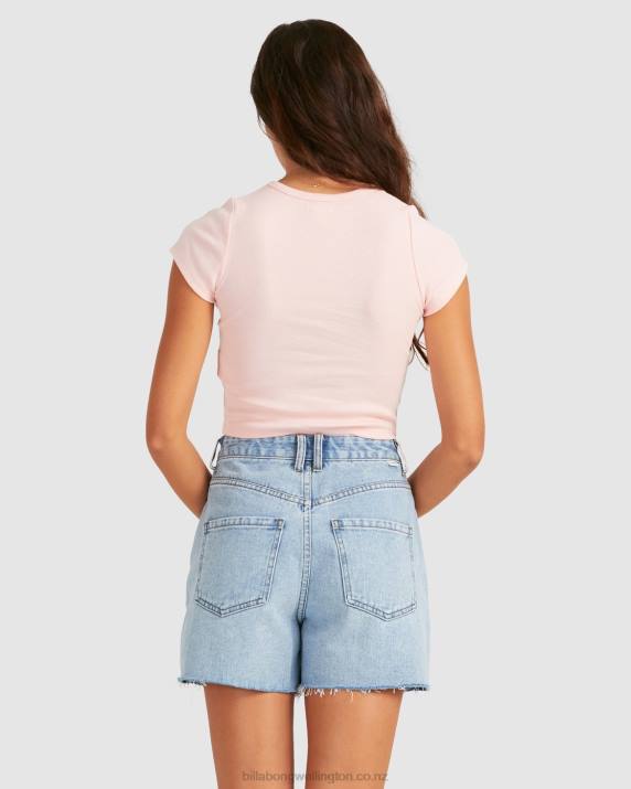 Women Pale Pink Billabong Baby Vee T-Shirt 80P82369