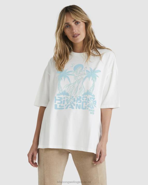 Women White Billabong Tiki Oversized T-Shirt 80P81819
