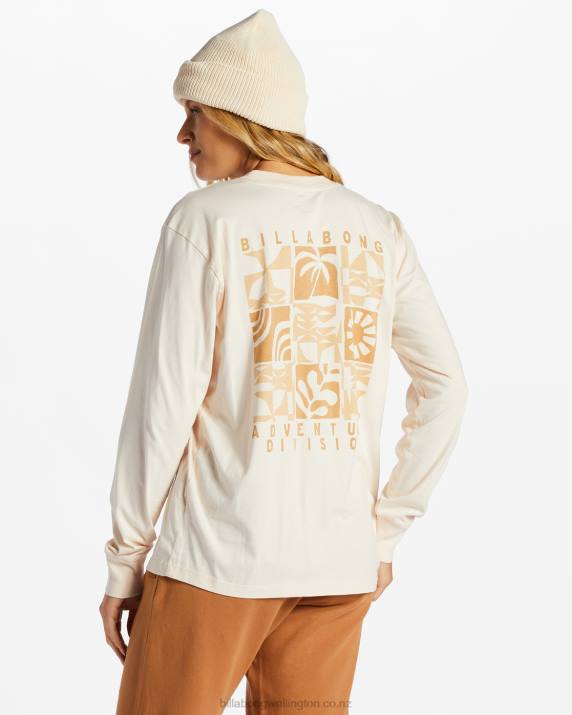 Women White Cap Billabong A/Div Long Sleeve T-Shirt 80P82085