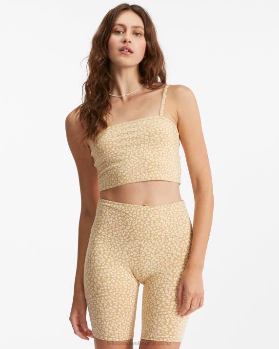 Women Light Sunset Gold Billabong Little Shores Knit Cami Tank Top 80P82340