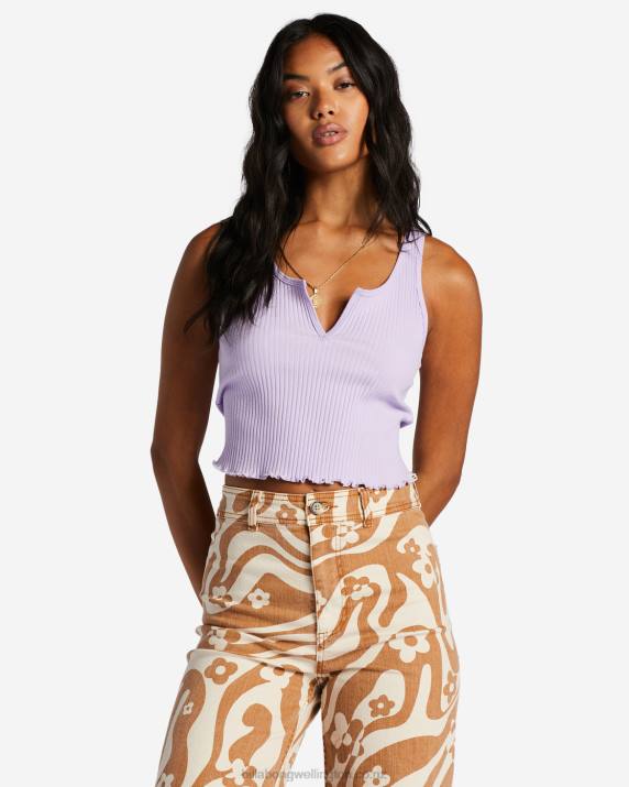 Women Lilac Breeze Billabong Notch Tank Ribbed Tank Top 80P82032