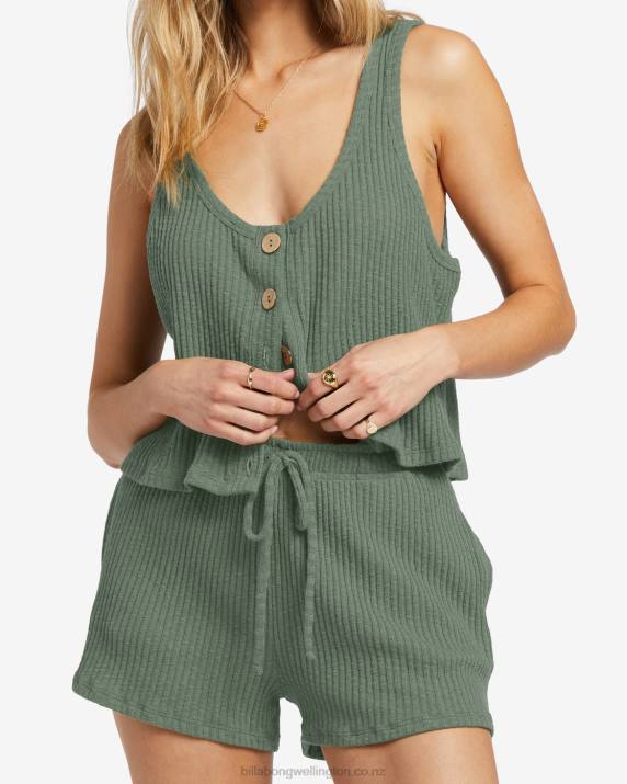 Women Luv Army Billabong Keep Going Tank Top 80P81914