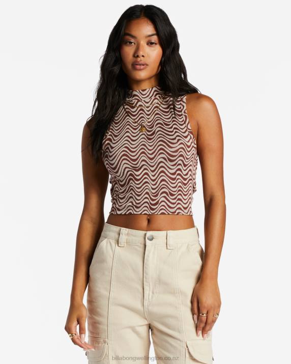Women Mocha Billabong Wavey Babe Knitted Tank Top 80P82052