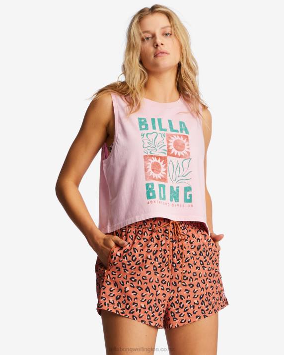 Women Pink Trails Billabong A/Div Tank Top 80P82103