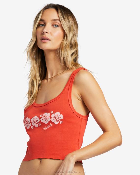 Women Red Aloha Billabong Mahalo Friend Tank Top 80P81915