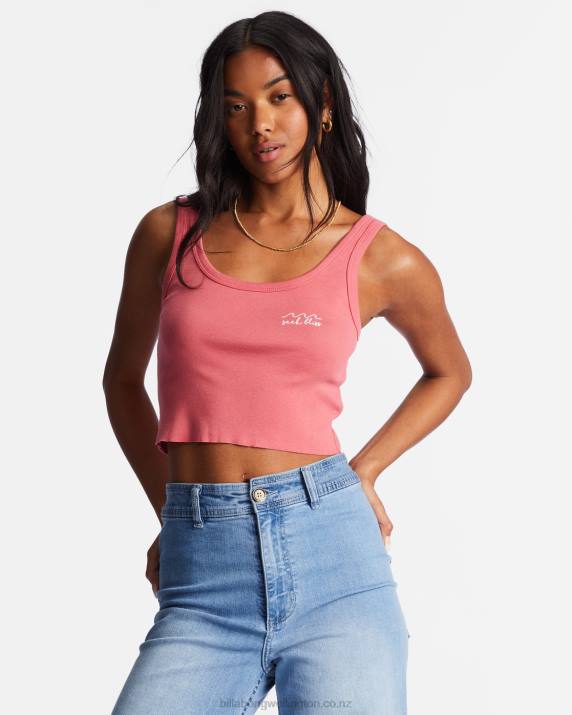 Women Soft Pink Billabong Keep Shining Cropped Tank Top 80P82192