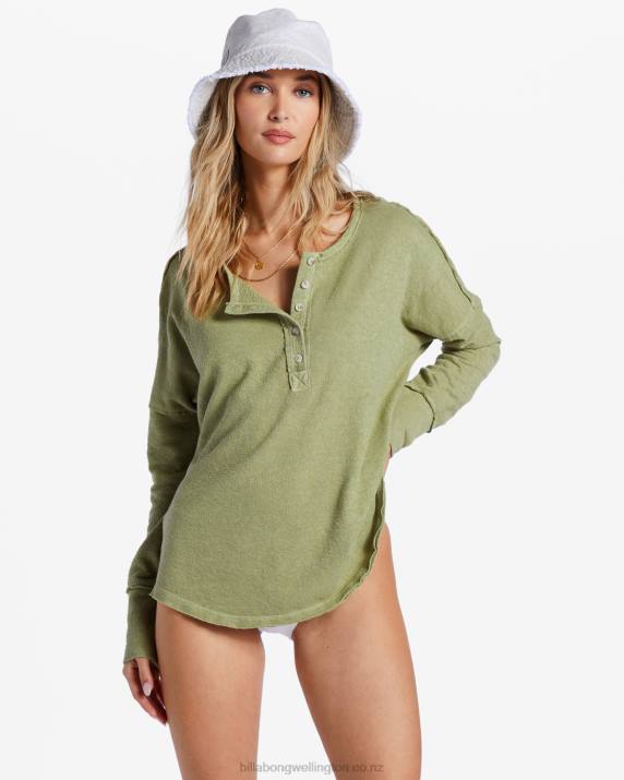 Women Avocado Billabong New Anyday Henley Top 80P82061