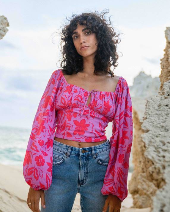 Women Bright Orchid Billabong On Your Mind Crop Top 80P82138