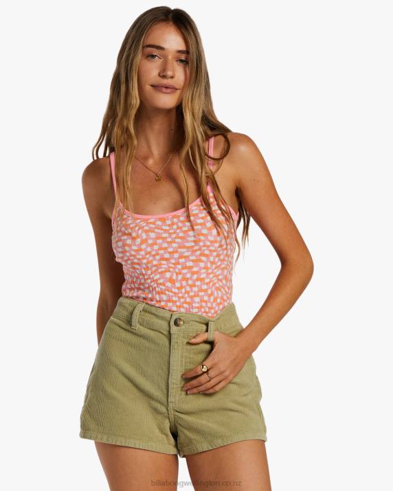 Women Flamingo Billabong Little Sister Cami Rib Knit Top 80P82054