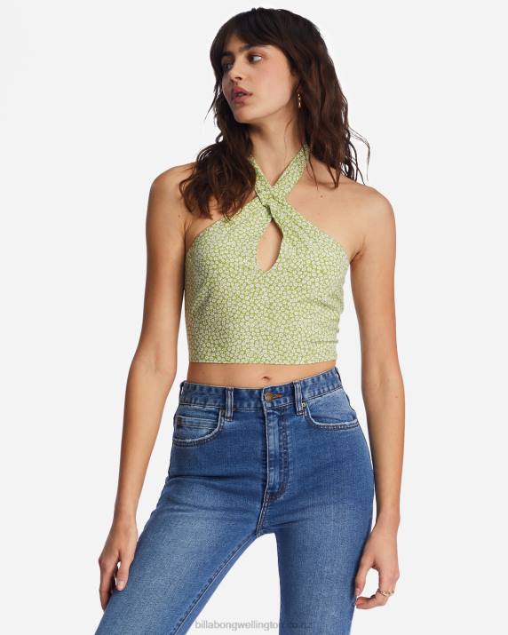 Women Moss Meadow Billabong Retro Wave Crop Top 80P81973