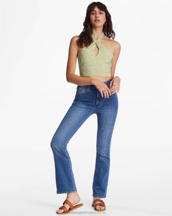 Women Moss Meadow Billabong Retro Wave Crop Top 80P81973