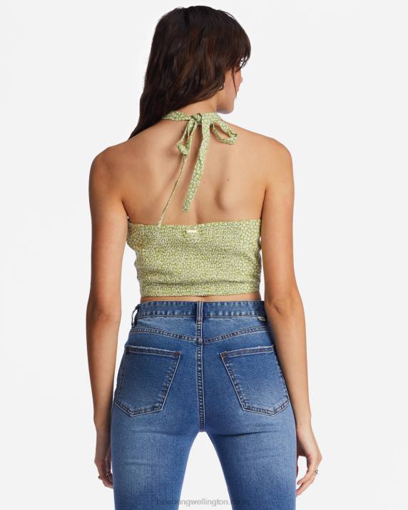 Women Moss Meadow Billabong Retro Wave Crop Top 80P81973