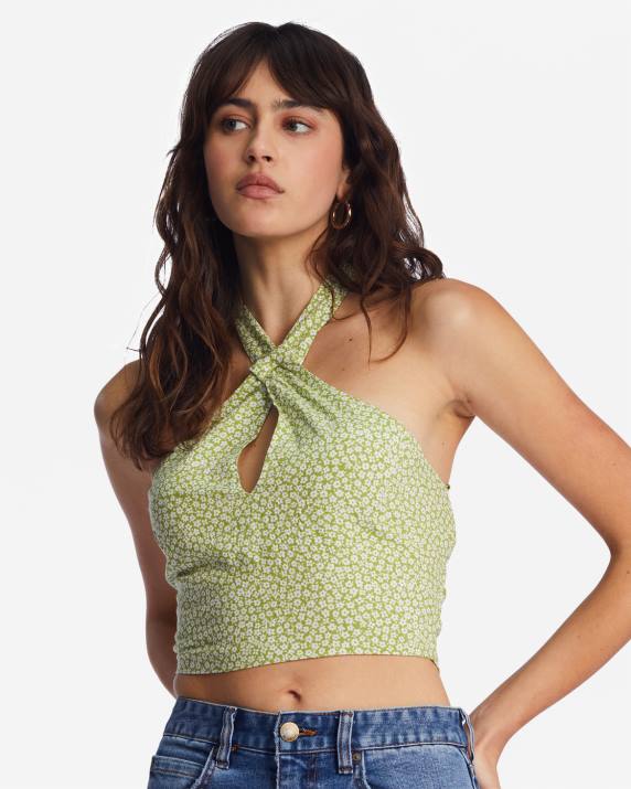 Women Moss Meadow Billabong Retro Wave Crop Top 80P81973