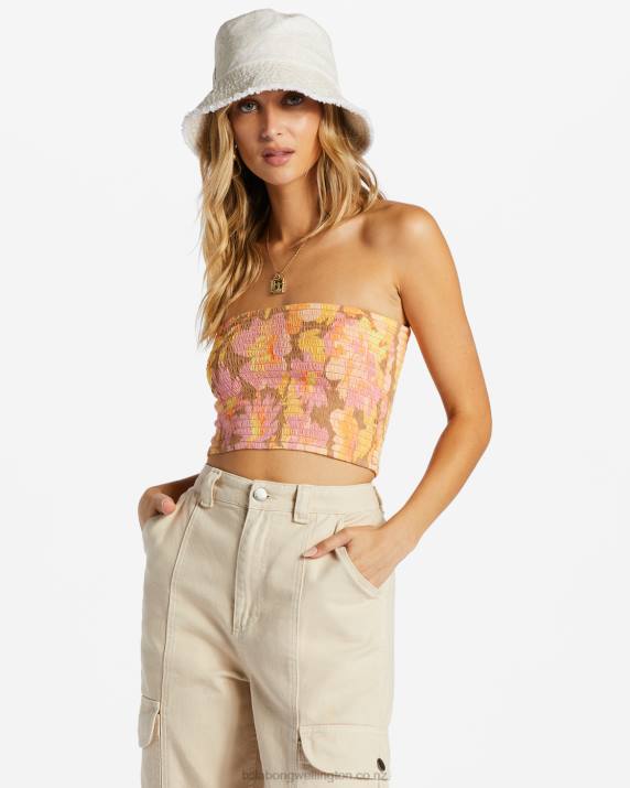 Women Multi Billabong Keep It Simple Smocked Crop Top 80P82049
