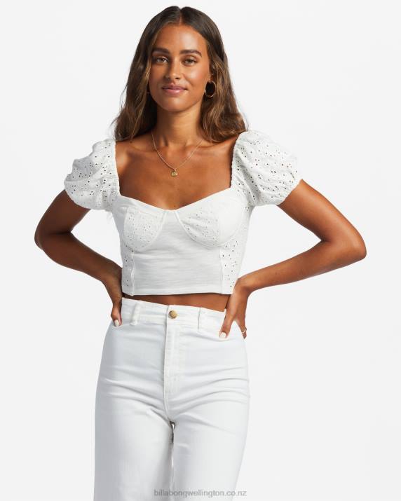 Women Salt Crystal Billabong Last Kiss Puff Sleeve Top 80P81796