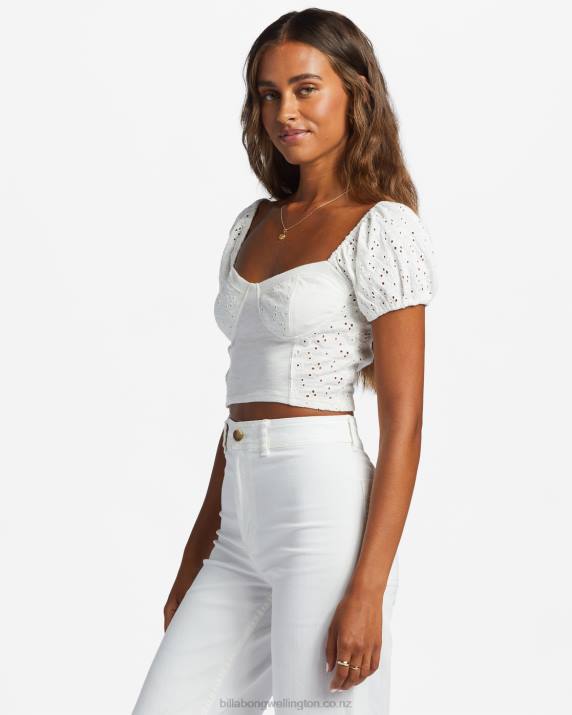 Women Salt Crystal Billabong Last Kiss Puff Sleeve Top 80P81796