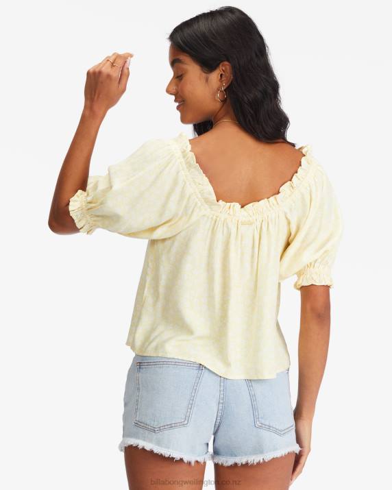 Women Salt Crystal Billabong Sunny Skies Puff-Sleeve Top 80P82284