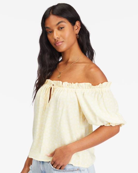 Women Salt Crystal Billabong Sunny Skies Puff-Sleeve Top 80P82284