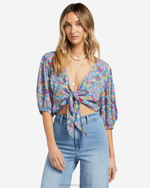 Women Seaside Billabong As You Wish Tie Front Top 80P81795
