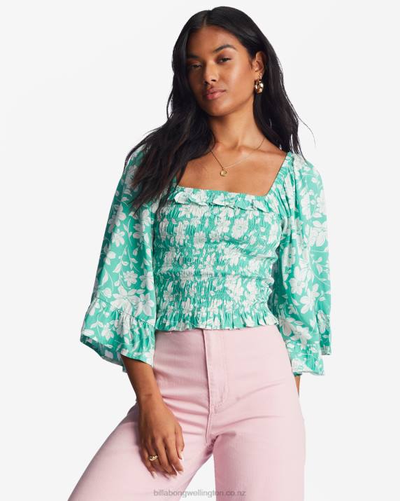 Women Sweet Grass Billabong Be My Babe Bell Sleeve Top 80P82173