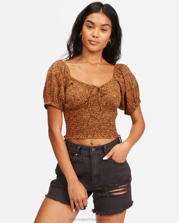 Women Toffee Billabong Sweet Sunset Printed Knit Top 80P82364