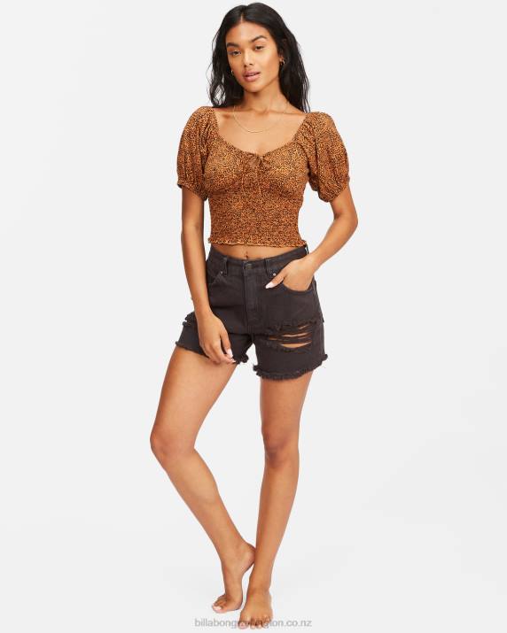 Women Toffee Billabong Sweet Sunset Printed Knit Top 80P82364