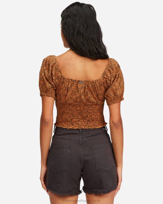 Women Toffee Billabong Sweet Sunset Printed Knit Top 80P82364
