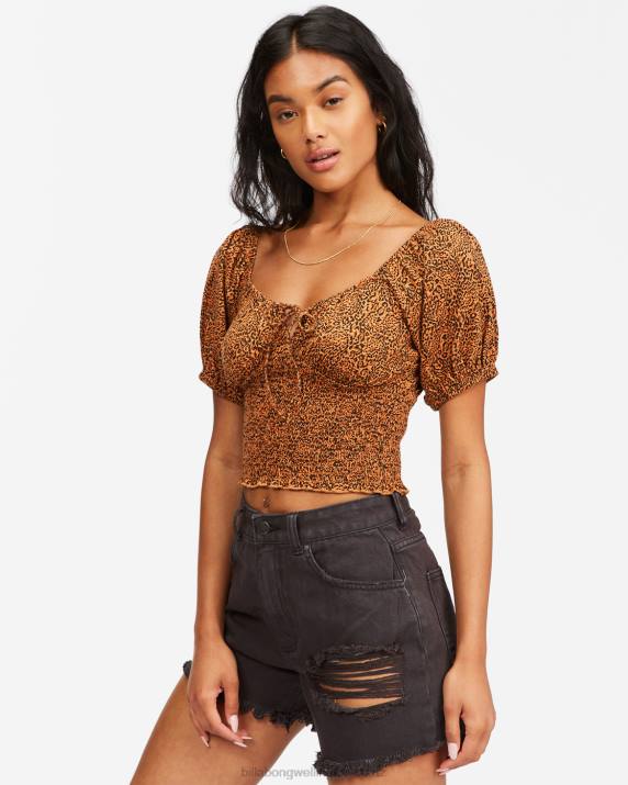 Women Toffee Billabong Sweet Sunset Printed Knit Top 80P82364