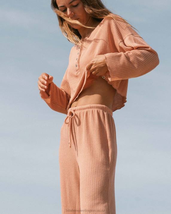 Women Washed Brick Billabong Come Again Cozy Lounge Top 80P82141