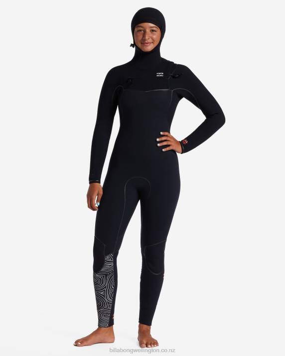 Women Midnight Trails Billabong 6/5 Furnace Chest Zip Hooded Wetsuit 80P82595