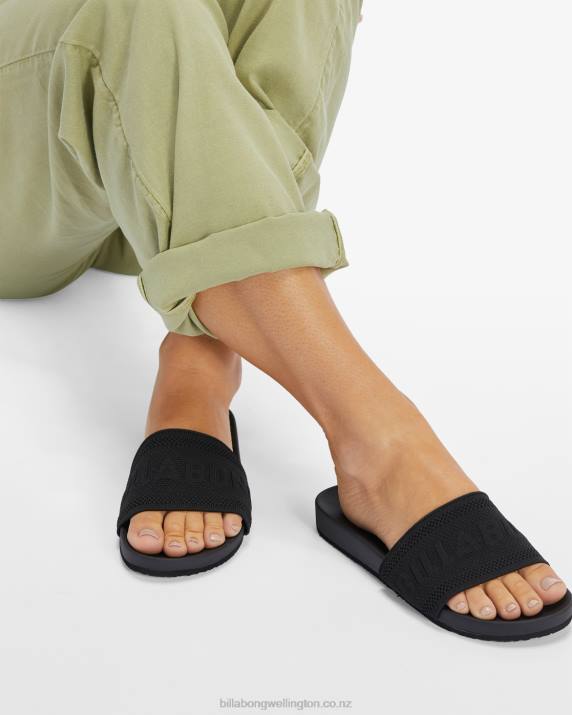 Women Black Billabong Cruz Slider Sandals 80P82530