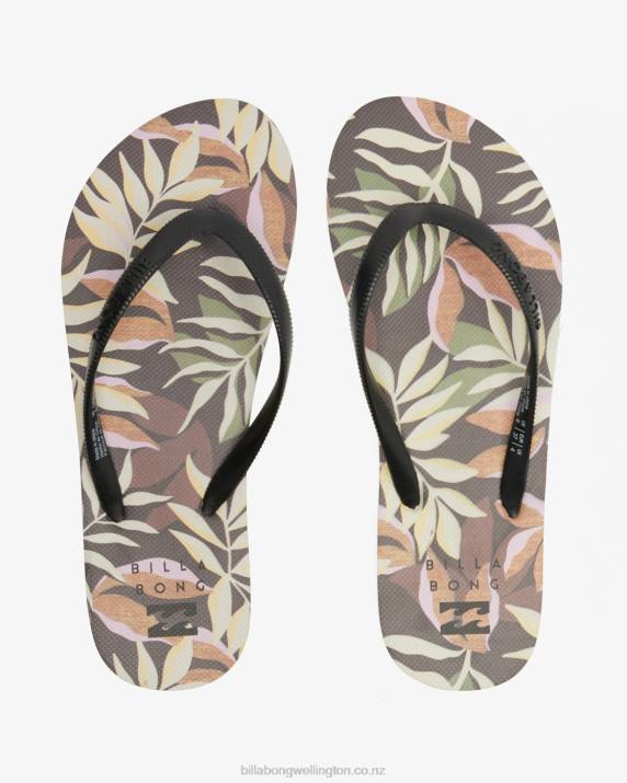 Women Black Multi Billabong Dama Rubber Flip Flop Sandals 80P82513