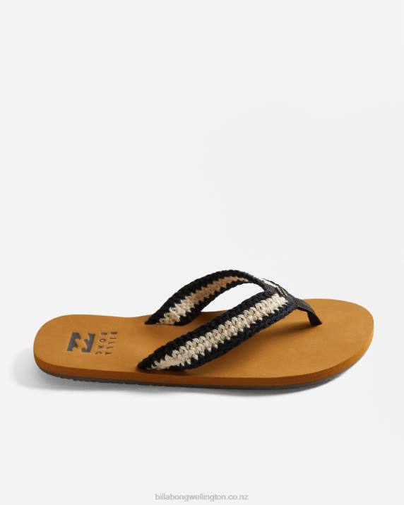 Women Black White Billabong Baja Sandals 80P82539