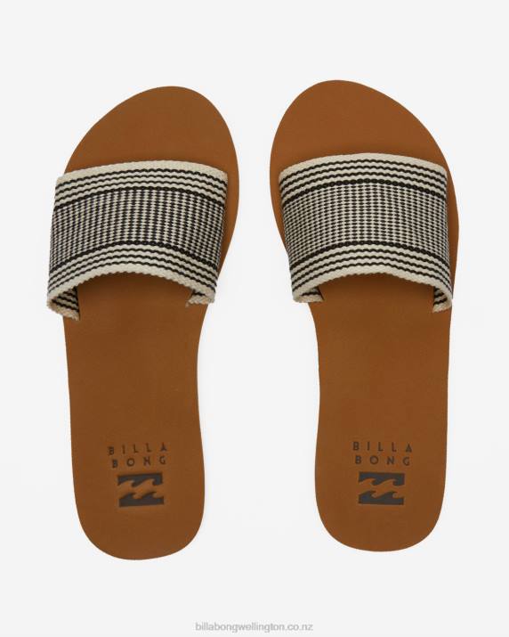 Women Black/White Billabong Kalani Slider Sandals 80P82500