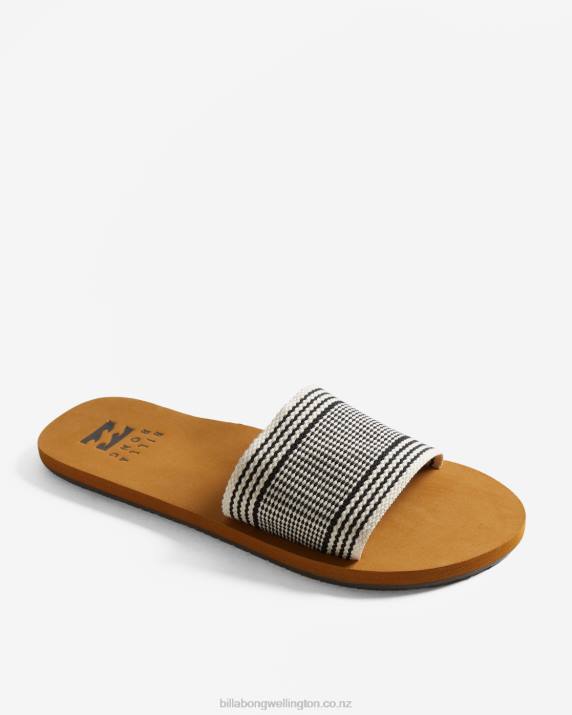 Women Black/White Billabong Kalani Slider Sandals 80P82500