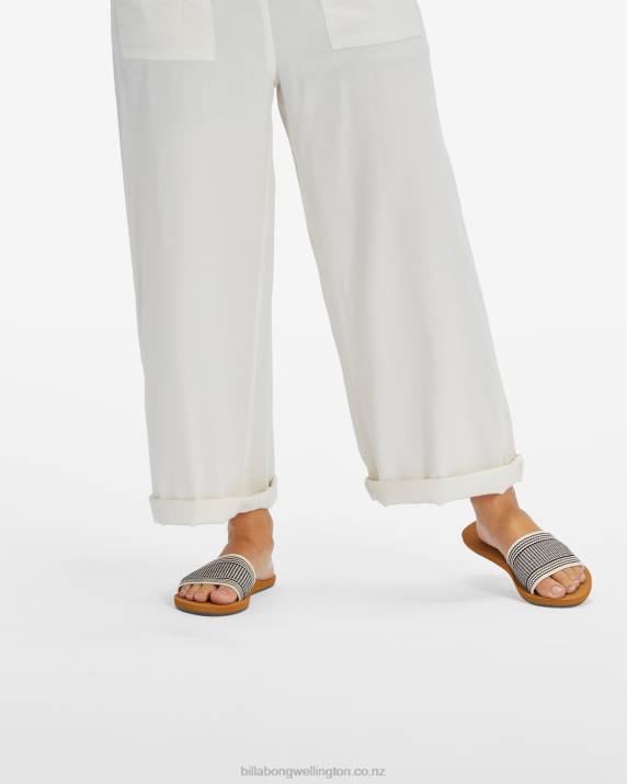 Women Black/White Billabong Kalani Slider Sandals 80P82500