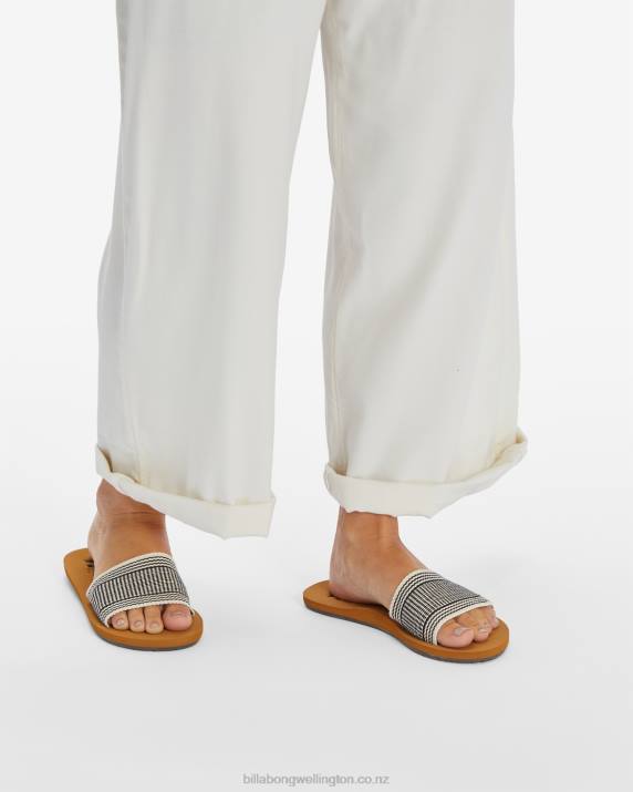 Women Black/White Billabong Kalani Slider Sandals 80P82500