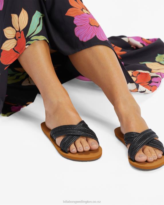Women Off Black Billabong Avery Slider Sandals 80P82501